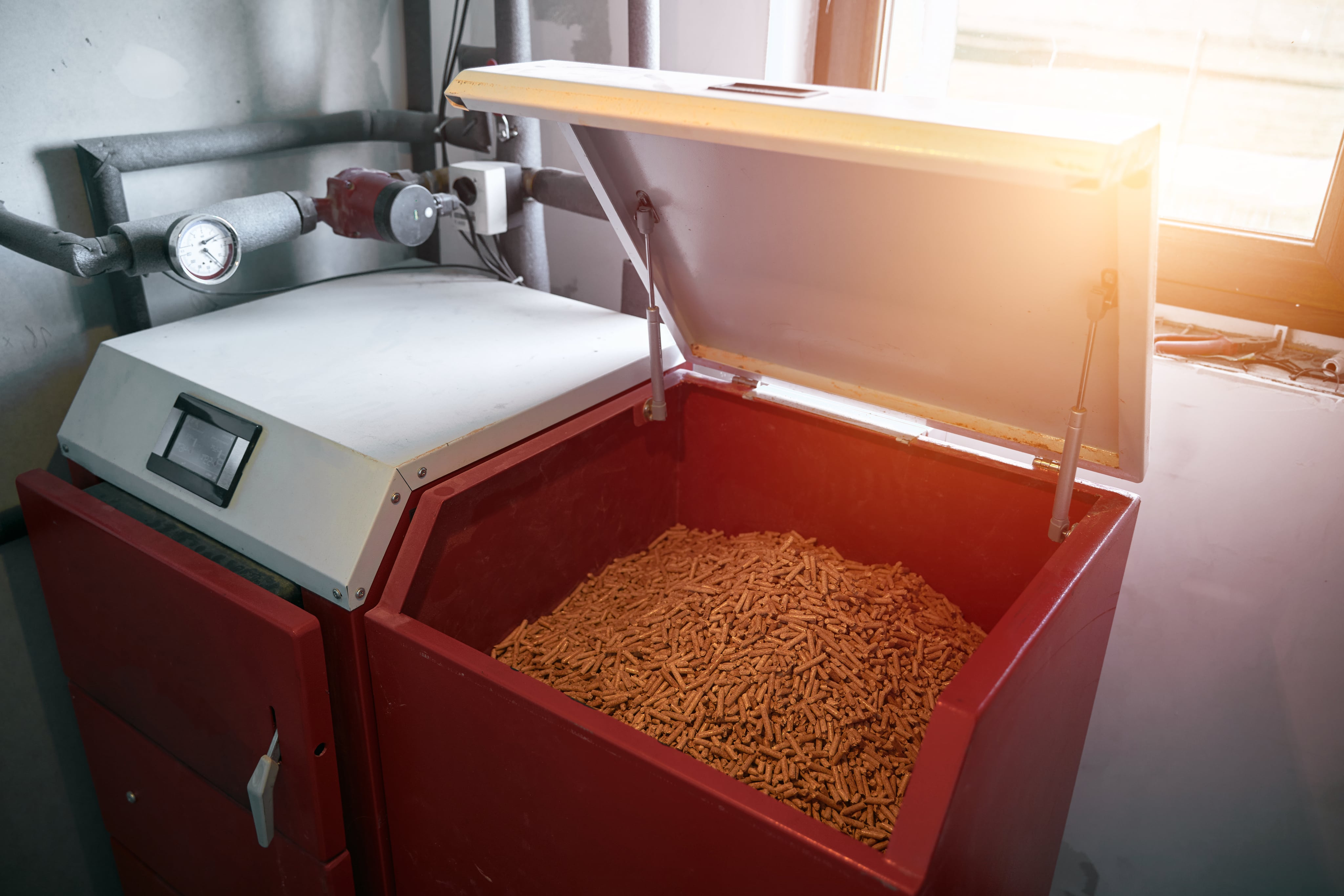 Pelletsheizung im Keller